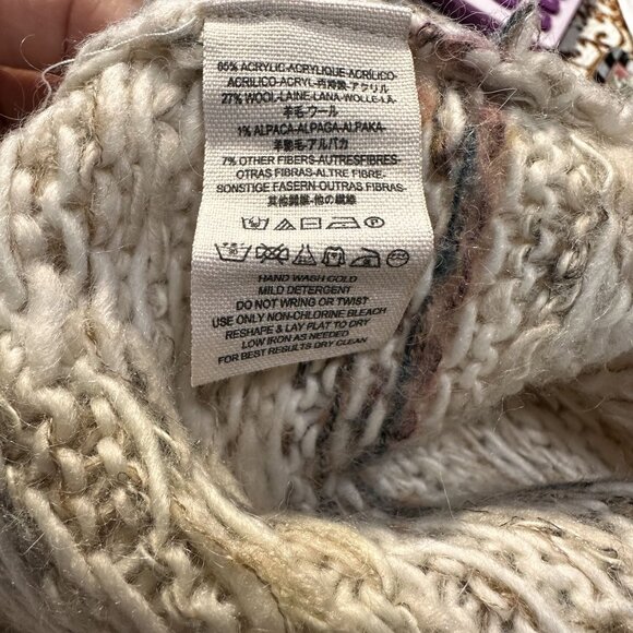 FREE PEOPLE Women Cottagecore Lagenlook Fair Isle Cowl Neck Soft Knit Sweater XS - Picture 6 of 11